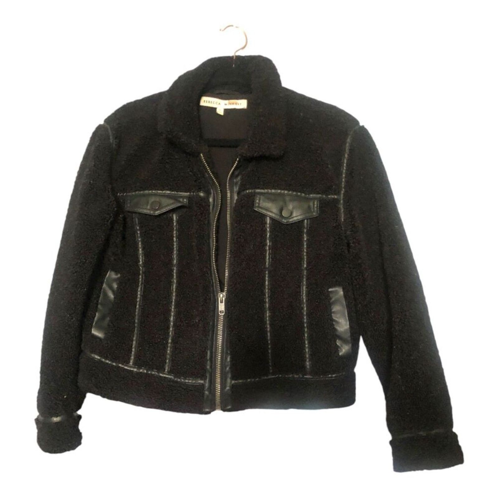 Rebecca Minkoff REBECCA MINKOFF Clark Faux shearling Trimmed Jacket XS Size XS / US 0-2 / IT 36-38 - 5 Thumbnail