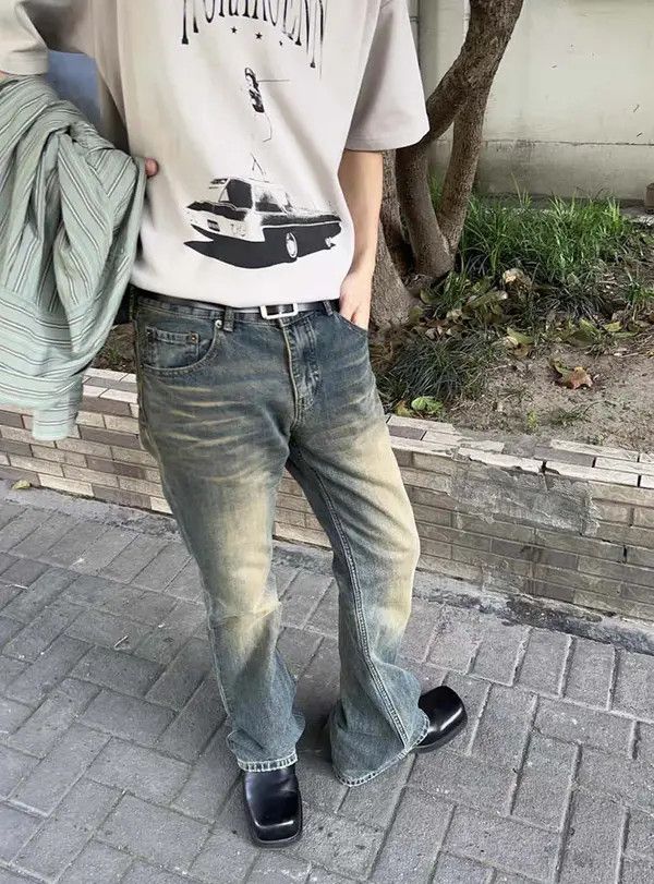 VIBE distressed dirty washed flared grunge jeans Size US 32 / EU 48 - 2 Thumbnail