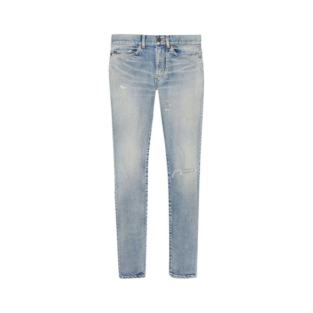 Saint Laurent Paris o1s1wg111124 Skinny-Fit Jeans in Santa Monica Denim in Blue Size US 31 - 1 Thumbnail