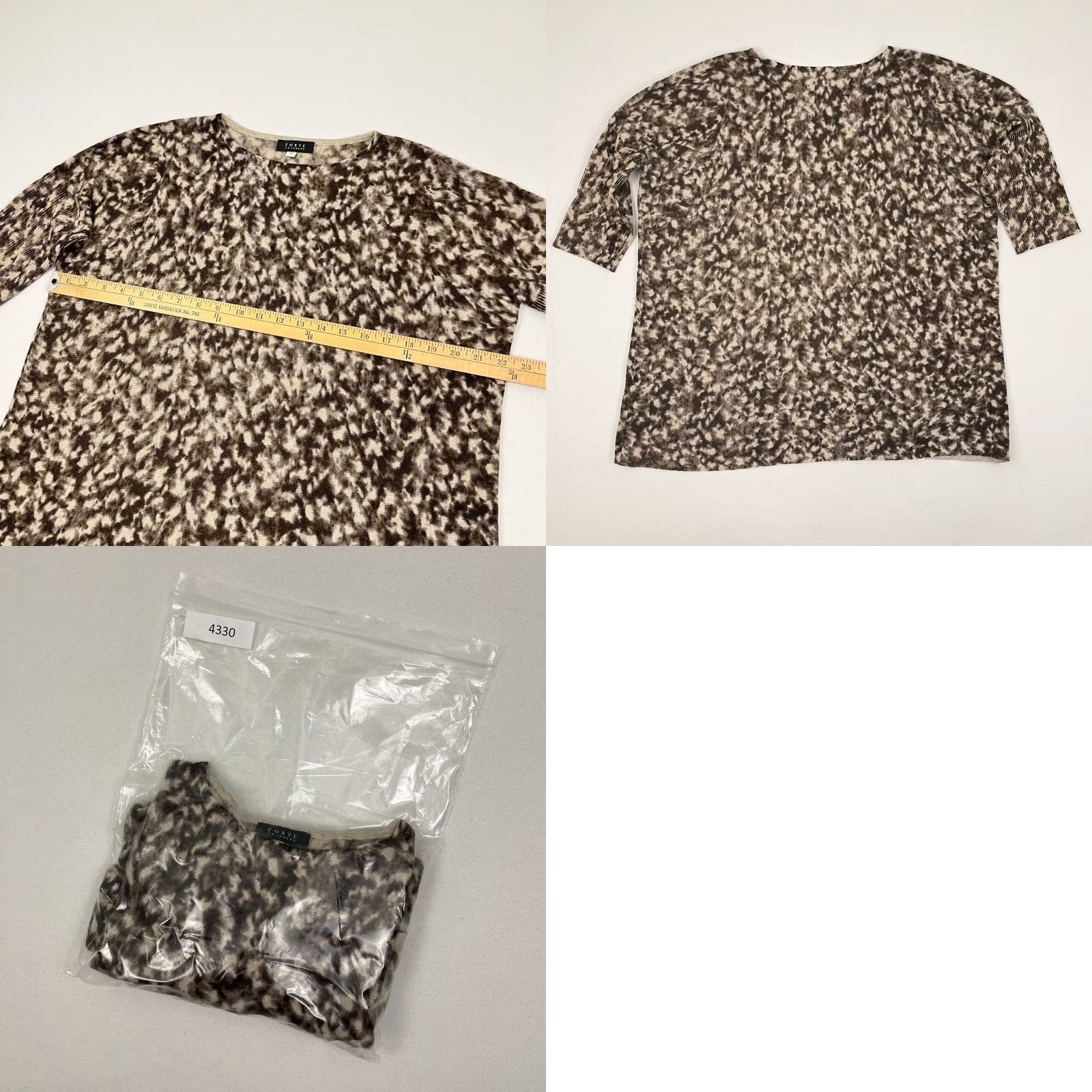 Fortela FORTE Cashmere Sweater Womens M Brown Animal Print 1/2 Dolman Sleeve Pullover Size M / US 6-8 / IT 42-44 - 8 Thumbnail