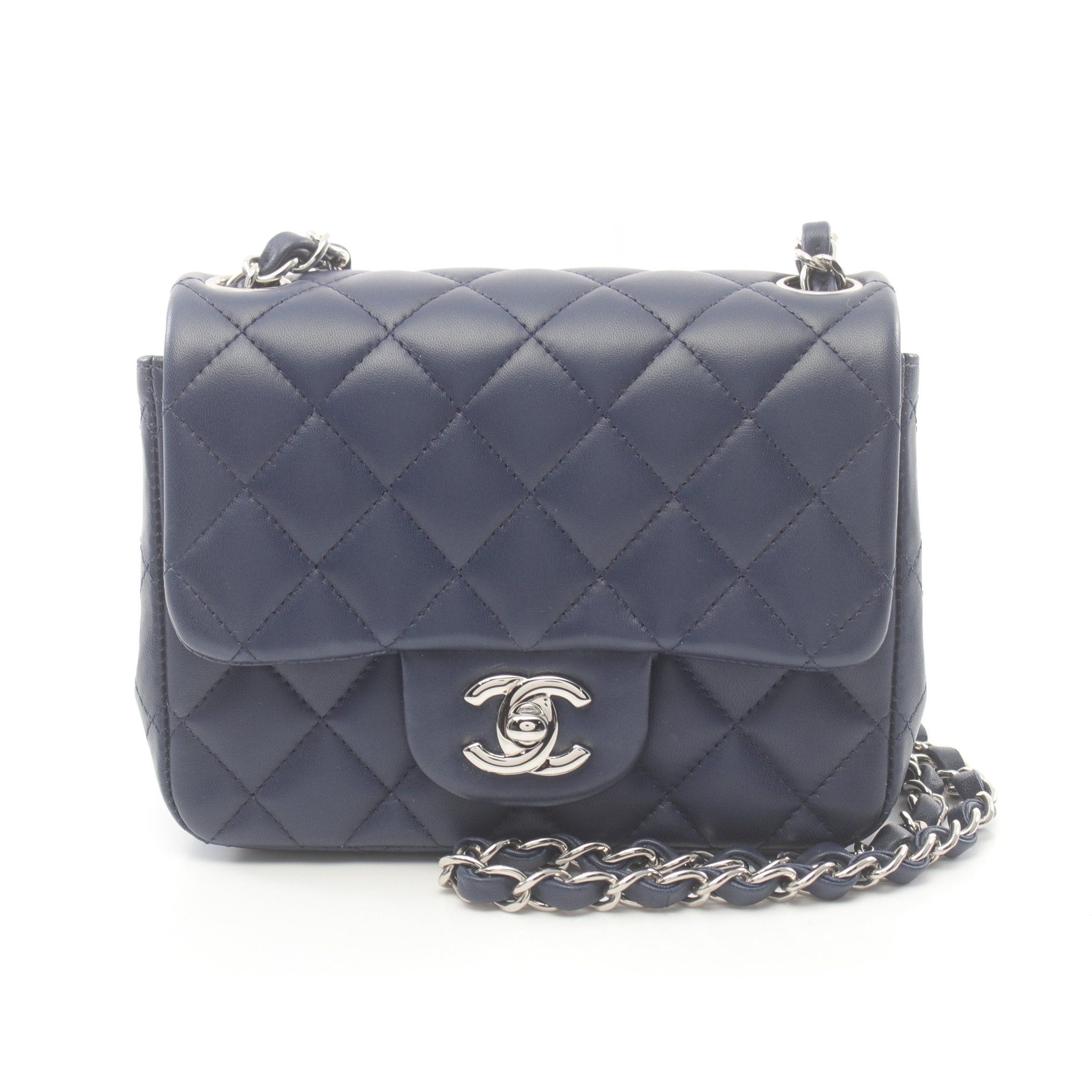 Chanel Chanel Mini Matelasse Chain Shoulder Bag Lambskin Navy Silver Hardware Size ONE SIZE - 1 Thumbnail