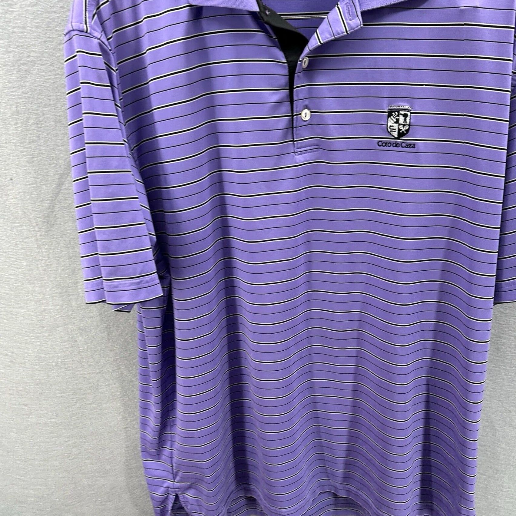 Footjoy FootJoy Polo Shirt Mens Large Purple Striped Golf Performance Coto De Caza READ Size US L / EU 52-54 / 3 - 3 Thumbnail
