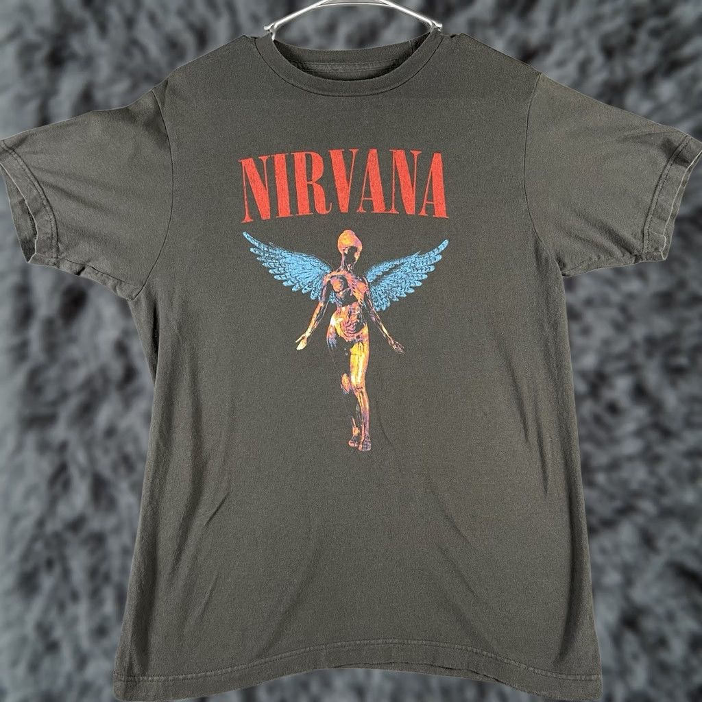 Vintage Nirvana T-Shirt Mens M Black Short Sleeve Graphic Rock Band Grunge Utero Logo 90s Size US M / EU 48-50 / 2 - 1 Thumbnail