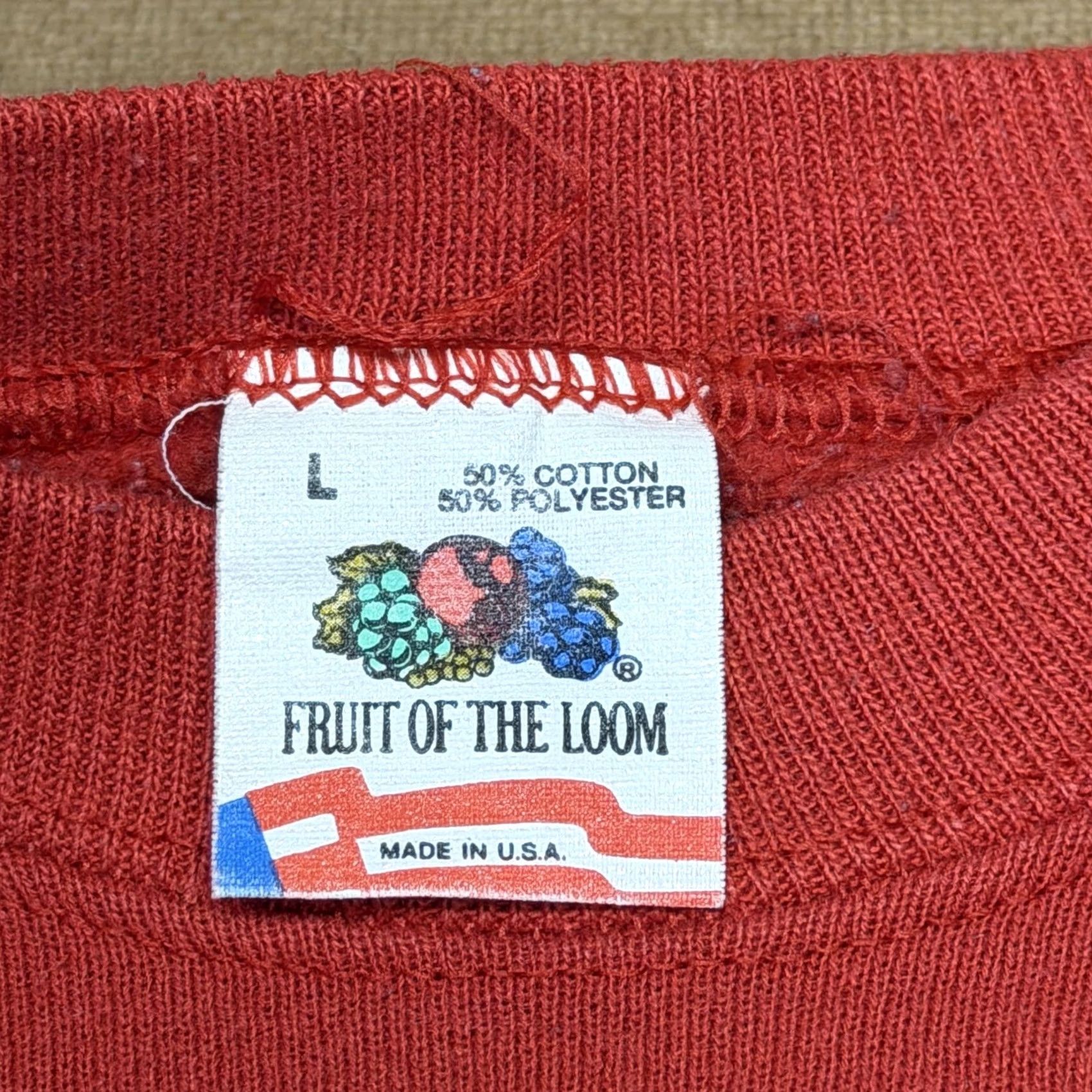Fruit Of The Loom VINTAGE Fruit of the Loom Sweatshirt Mens L Red Embroidered Truck Logo USA Pullover Crewneck Size US L / EU 52-54 / 3 - 6 Thumbnail