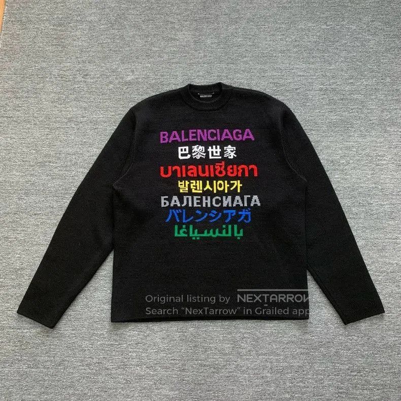Balenciaga Balenciaga Multilingual Print Black Sweater. Size US XS / EU 42 / 0 - 1 Thumbnail