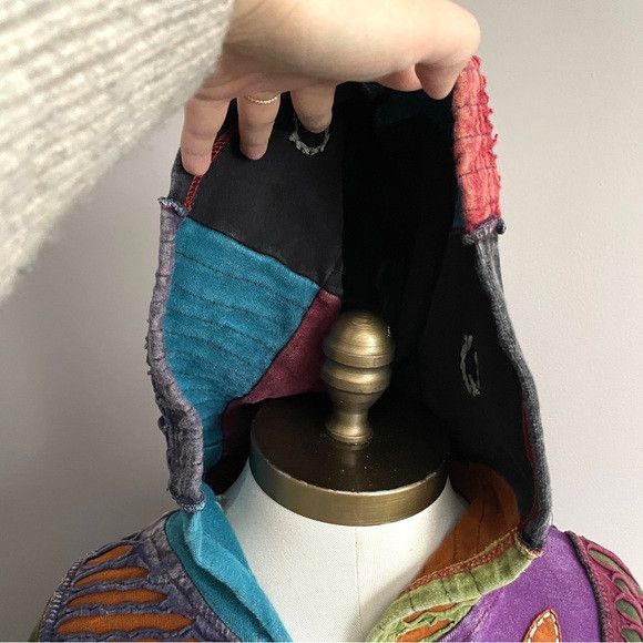 Vintage Vintage Colourful Patchwork Embroidered Hoodie - S / M Size M / US 6-8 / IT 42-44 - 4 Thumbnail