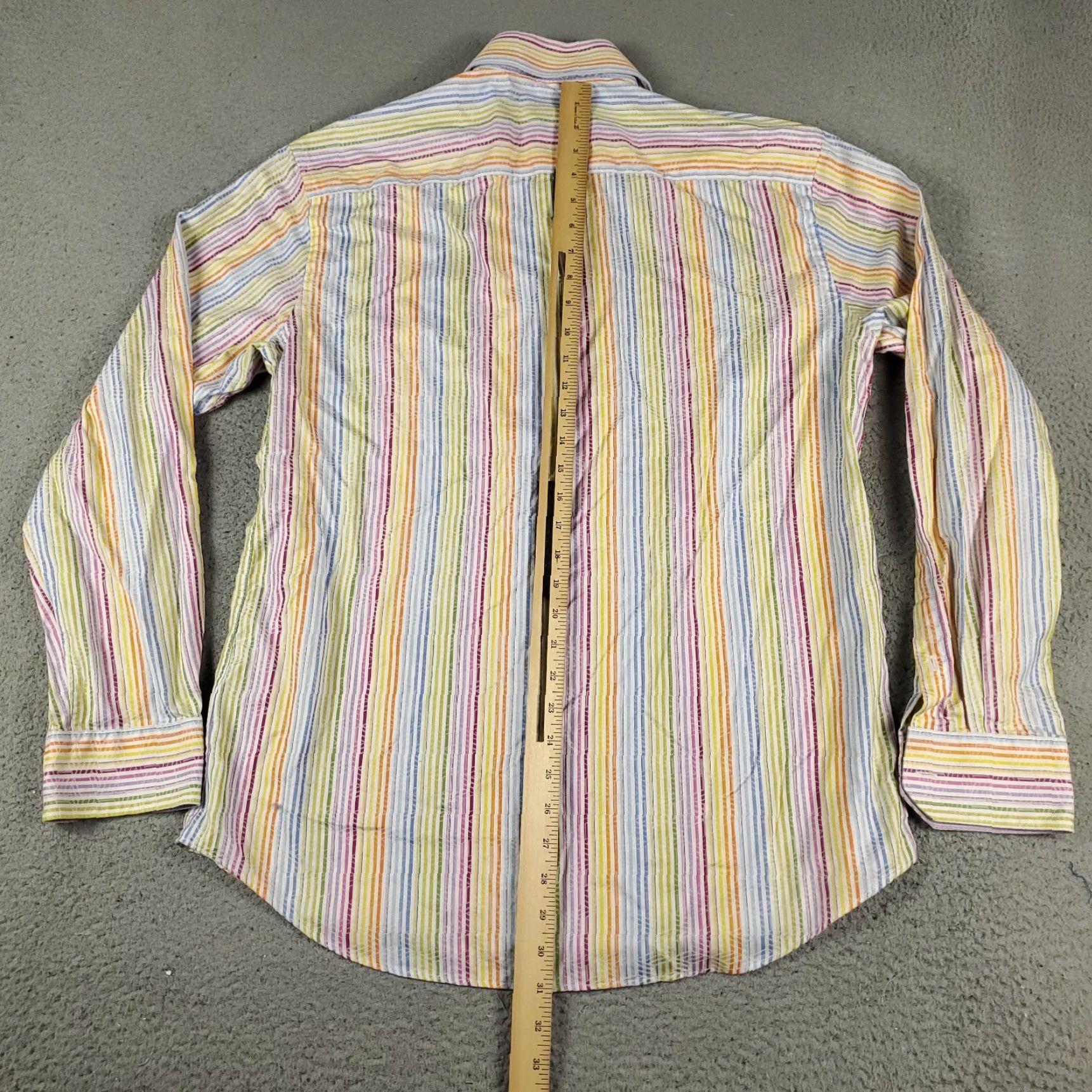 BUGATCHI BUGATCHI Uomo Shirt Mens Large Button-Up Striped Yellow Purple Collar Long Sleeve, Regular Fit, Cotton, Business Casual Formal, Made in USA Size US L / EU 52-54 / 3 - 3 Thumbnail