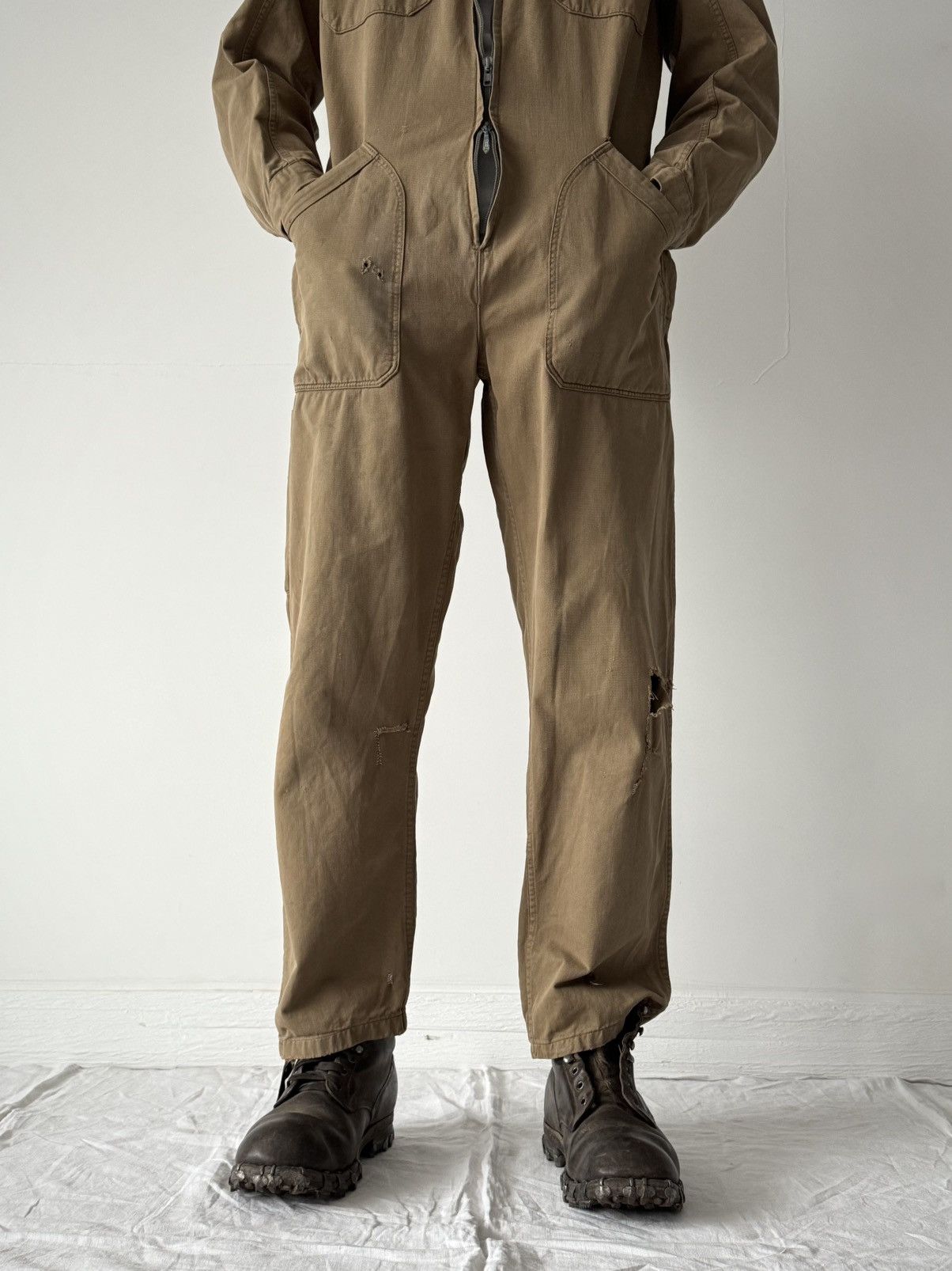 Vintage 1960s Vintage British Work 'Aero' Zip Faded Coveralls Size US 32 / EU 48 - 2 Thumbnail