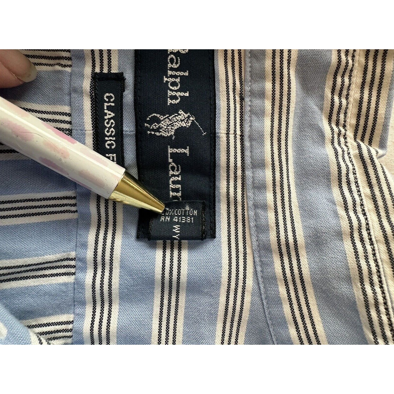 Ralph Lauren Ralph Lauren Classic Button Large Blue White Stripe w/Pony Size US L / EU 52-54 / 3 - 11 Thumbnail