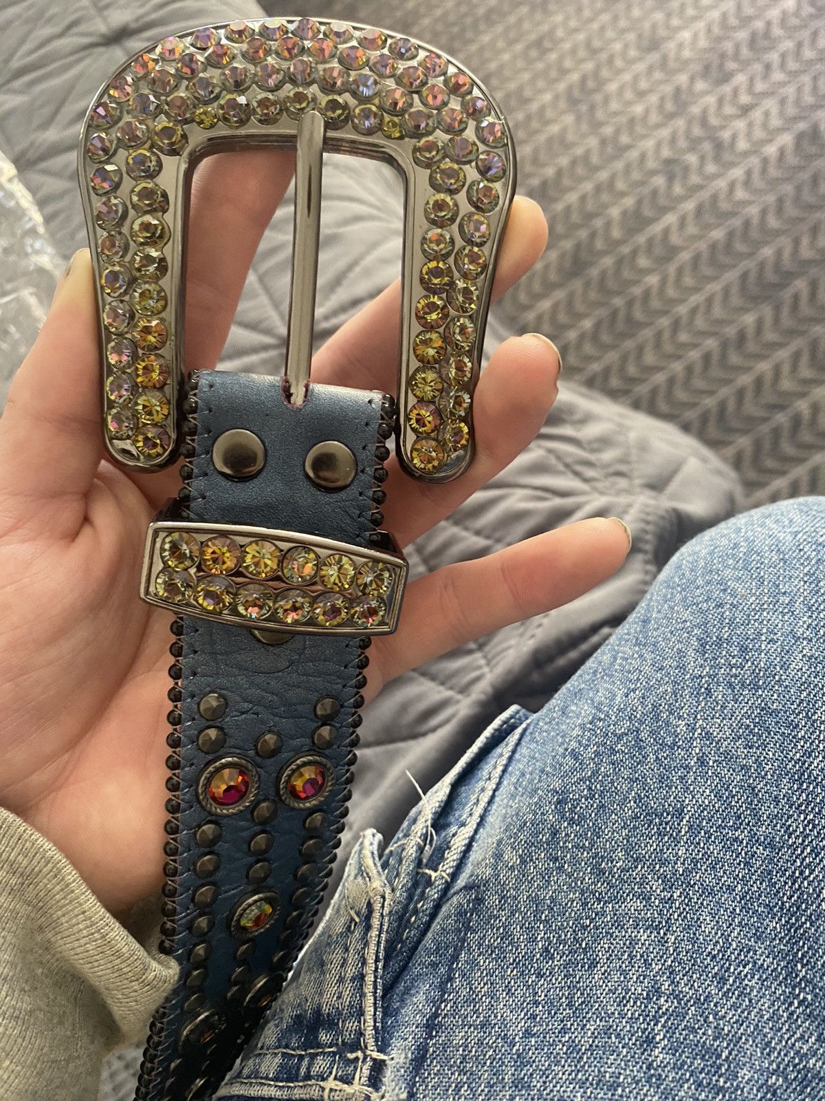 image of B B Simon Blue And Purple Stones Bb Simon Belt, Men's (Size 38)