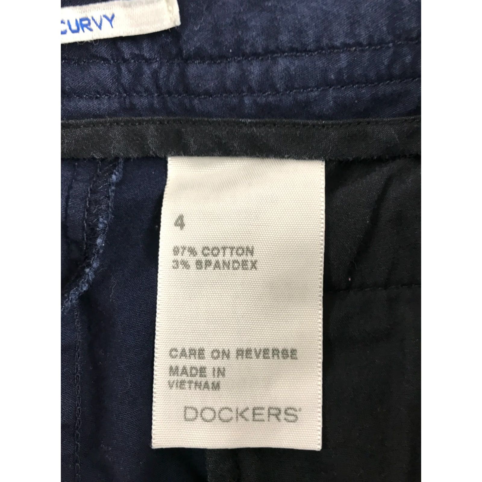 Dockers DOCKERS Shorts Women Navy Blue Dress Shorts Curvy Mid Rise 4 Regular Chino Cotton Spandex Flat Front Casual Travel Modern Vintage: No Size 4XL / US 24-26 - 7 Thumbnail