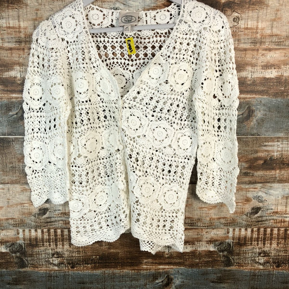 Laura Ashley Laura Ashley White crochet mesh net Cardigan Knitwear #A1483 Size S / US 4 / IT 40 - 6 Thumbnail
