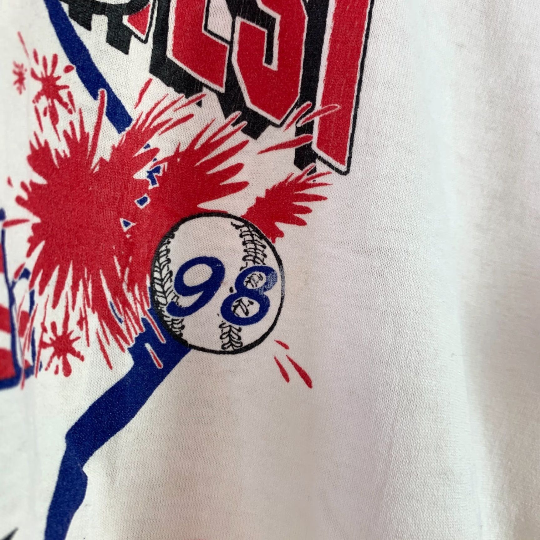 Fruit Of The Loom VINTAGE 1998 Hays Kansas Wild West Fest Baseball Tournament Tee T-Shirt XL White Unisex Cotton Blend Graphic Tee 1990s Mens Womens Boys Girls Size US XL / EU 56 / 4 - 6 Thumbnail