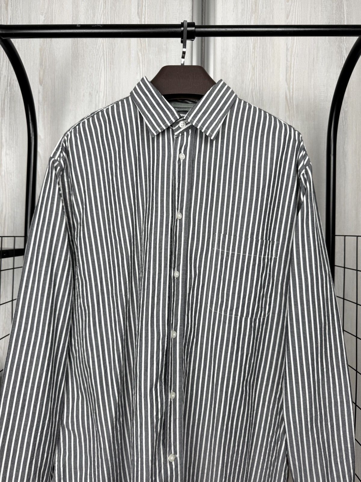 Ermenegildo Zegna Zegna Sport Striped Grey/White Cotton Shirt Pinstripe XXL Size US XXL / EU 58 / 5 - 3 Thumbnail
