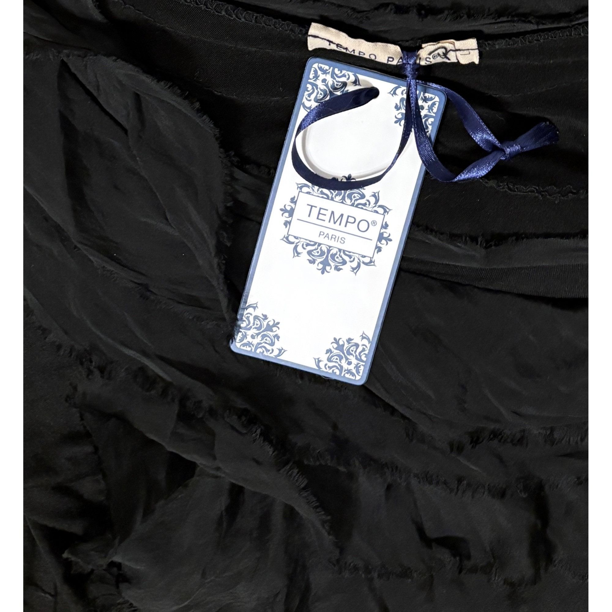 Other NWT Tempo Paris L Silk Tiered Stretch Dress Black Long Sleev Size L / US 10 / IT 46 - 6 Thumbnail