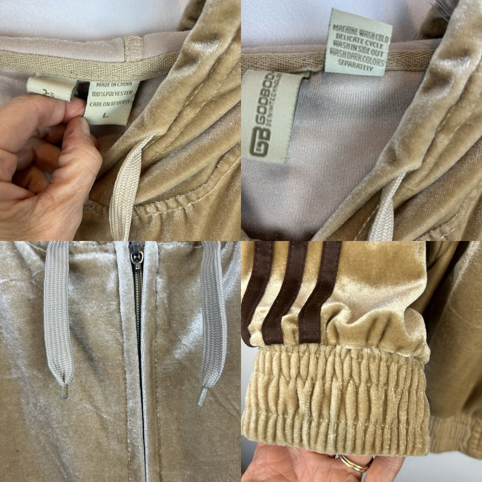 Velour VINTAGE Godbody Track Jacket Mens L Brown Velour Zip Streetwear 70s 80s Hip Hop Full Zip Men Size US L / EU 52-54 / 3 - 8 Thumbnail