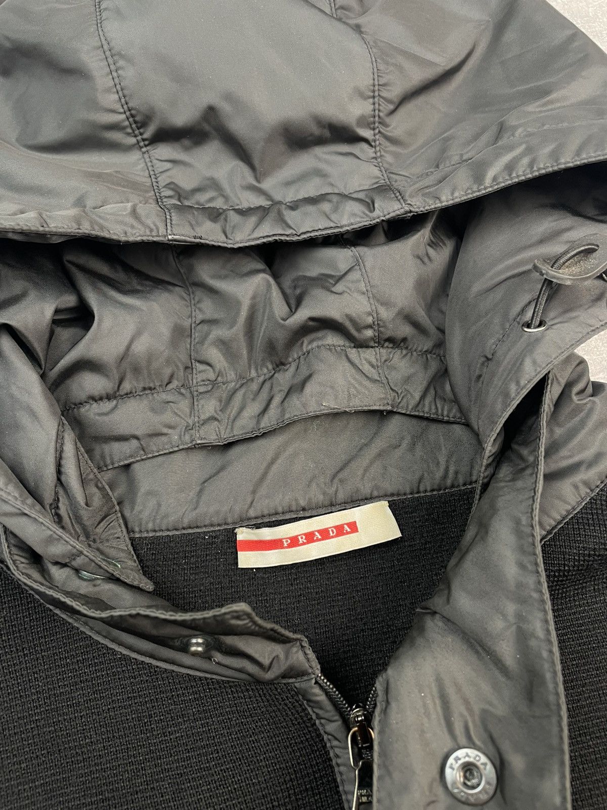 Prada Sport Knit Wool Nylon Zip Hoodie Jacket