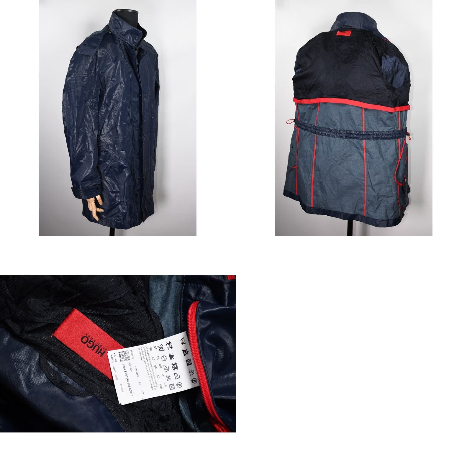 Hugo Boss HUGO BOSS Jacket Rain Coat Waterproof 50 Men Blue 40% Cotton 32% Polyester 28% Polyurethane Casual Weather Modern Fit Mens Size US M / EU 48-50 / 2 - 8 Thumbnail