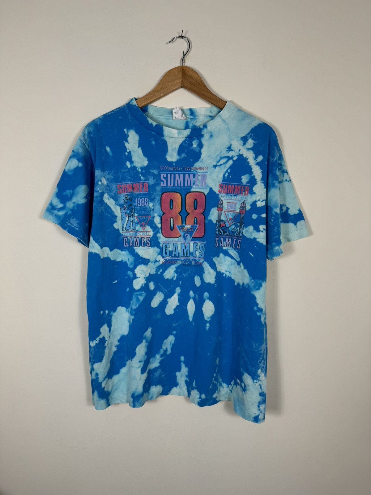 Guess × Vintage Guess Tie Dye Olympic Games 1988 t shirt Size L / US 10 / IT 46 - 1 Thumbnail