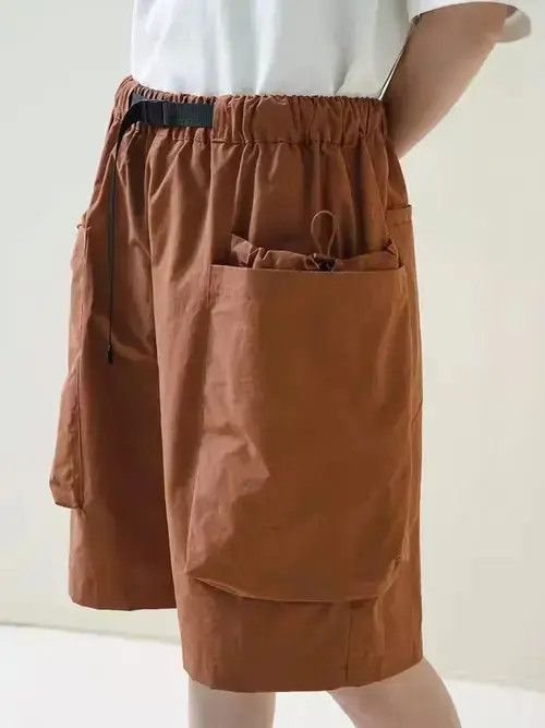Japanese Brand 21SS Indigo Union Japan Brown Big Pockets Relaxed Fit Shorts Size US 32 / EU 48 - 4 Thumbnail