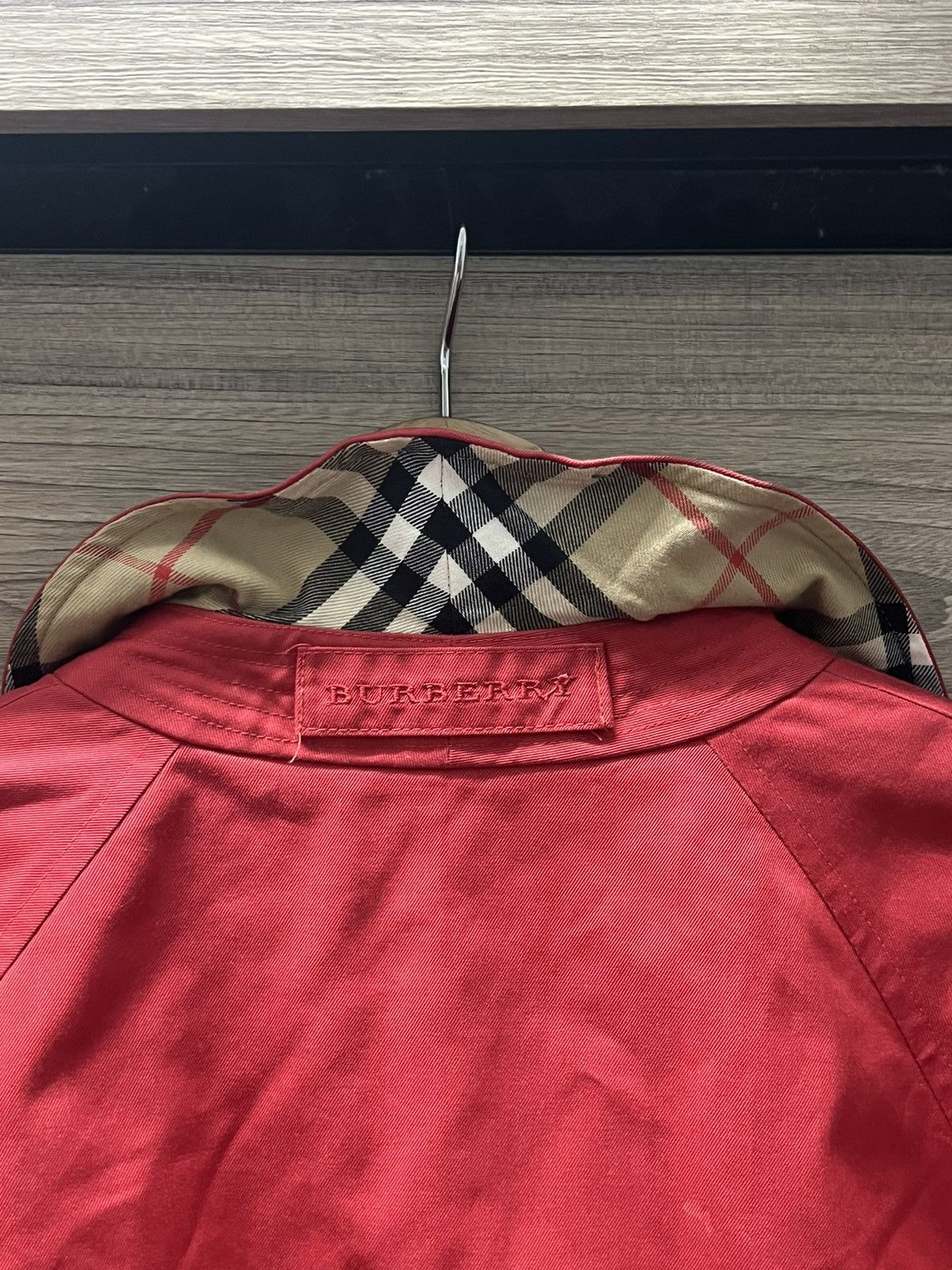 Burberry London Sten Collar Coat Nova Check Red