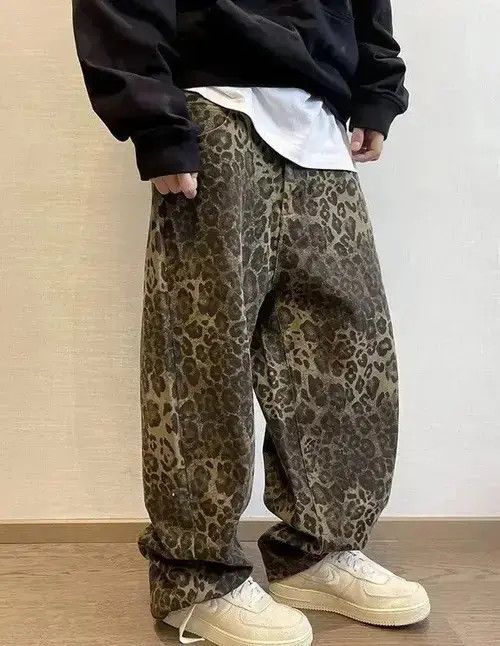 Jean Wide Leg Leopard Print Casual Jeans Size US 31 - 1 Thumbnail