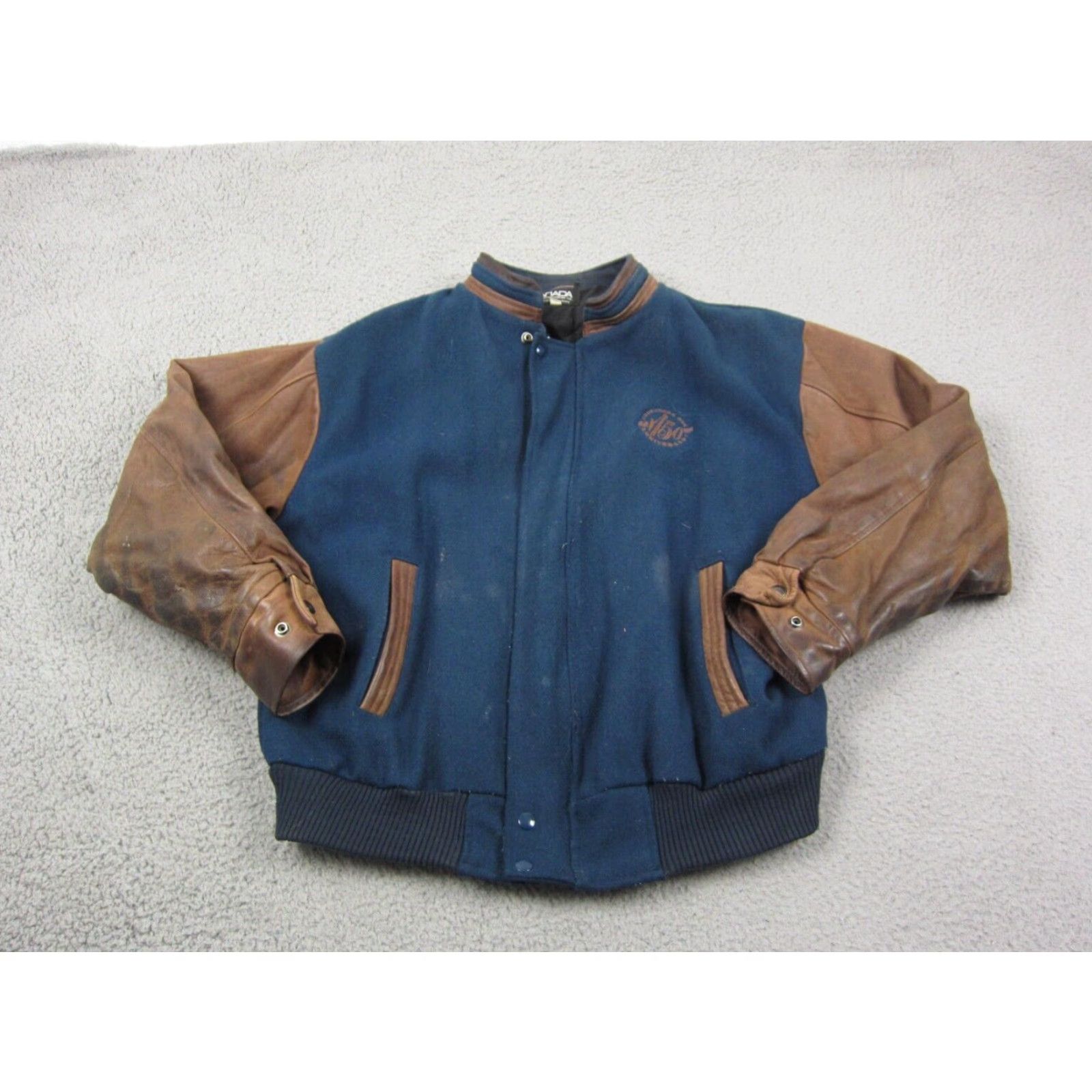 Vintage VINTAGE Canada Varsity Jacket Mens Large Blue Wool Leather Letterman 90s Bomber Jacket Size US L / EU 52-54 / 3 - 2 Thumbnail