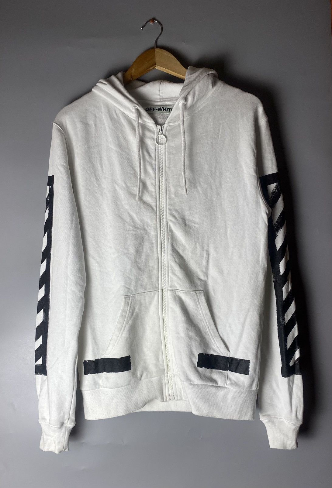 Off-White Off-White - Virgil Abloh diagonal stripes zip up hoodie