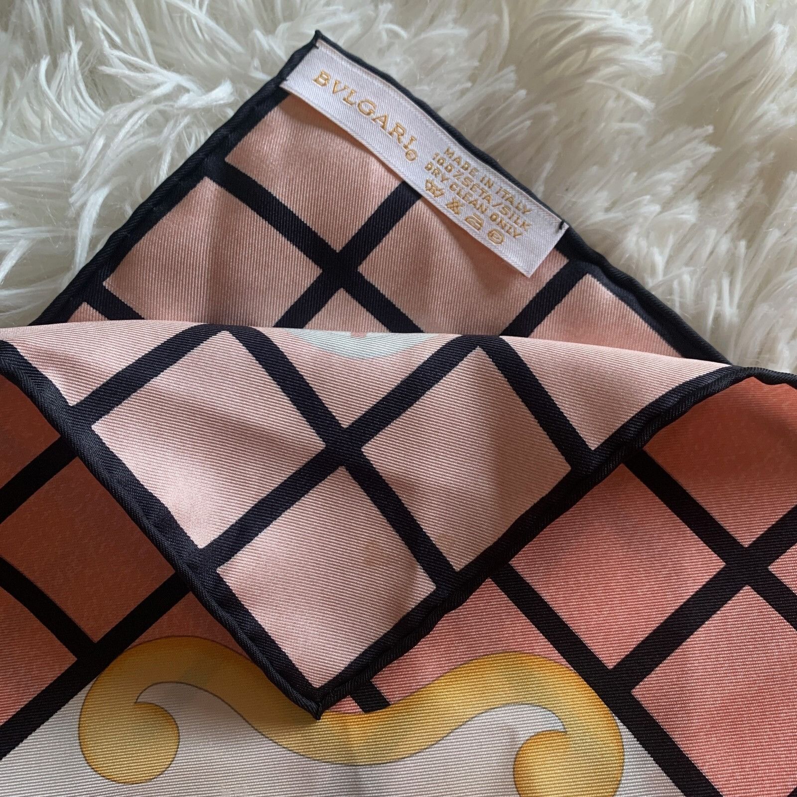 Bvlgari Bvlgari Scarf Silk Windowpane Border Gondola Print White Pin Size ONE SIZE - 8 Thumbnail