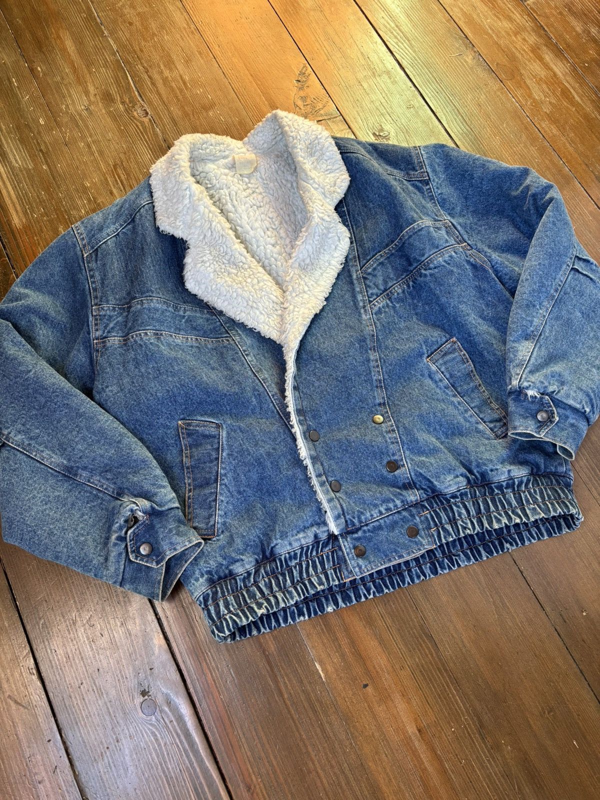 Vintage Vintage Denim Sherpa Bomber Jacket Flyers Archive Streetwear Size US L / EU 52-54 / 3 - 2 Thumbnail