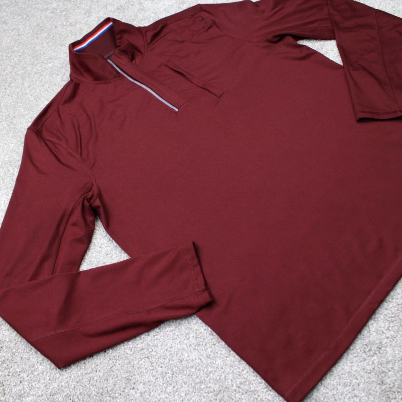 Vintage Fourlaps Mens Sweatshirt Red 1/4 Zip Long Sleeve Pullover Polyester Spandex Crew Neck L/S Size US M / EU 48-50 / 2 - 4 Thumbnail