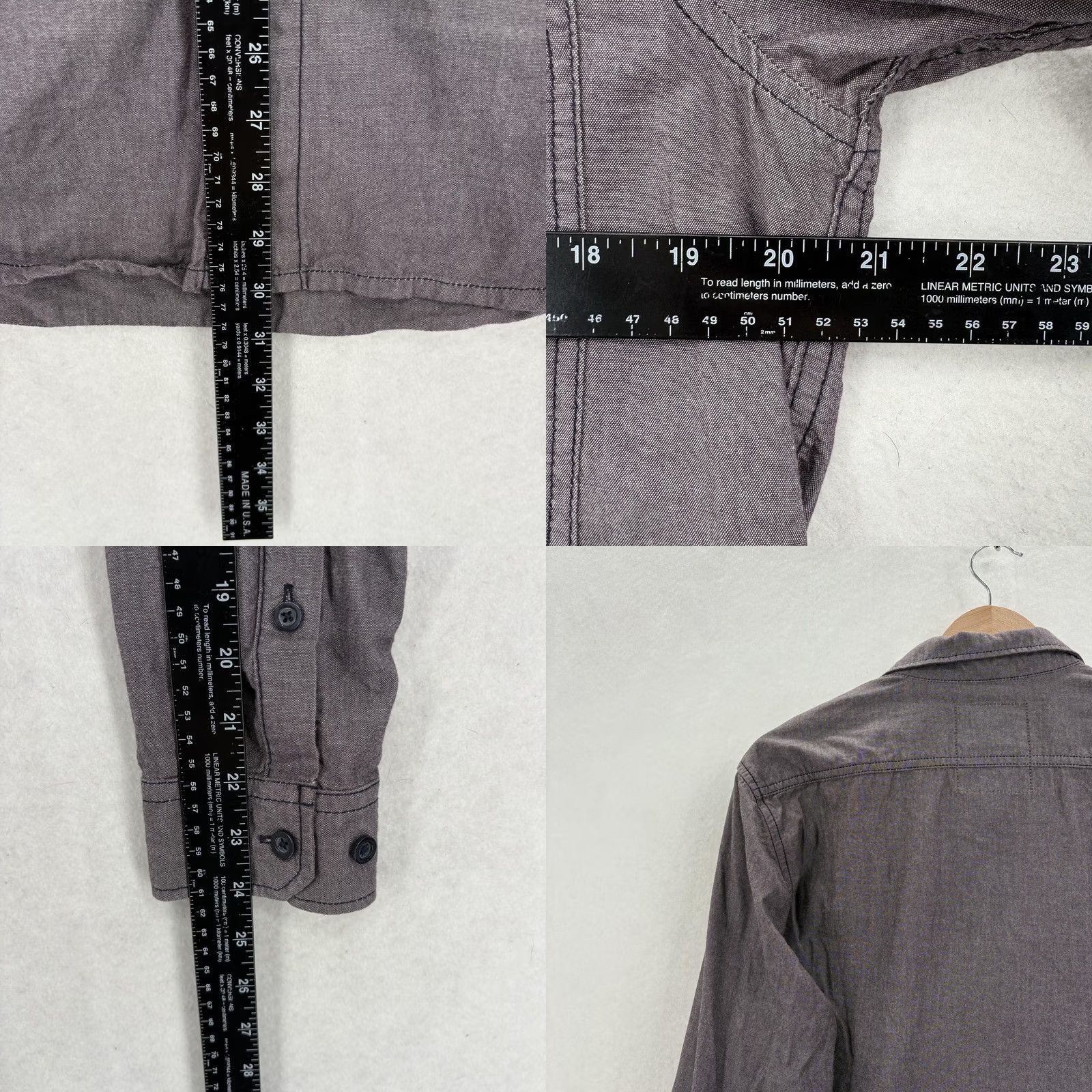 Vintage G-Star RAW Shirt Mens M Gray Solid Button Up Long Sleeve Casual 90s Grunge Cotton Leather Pockets Carded Vintage No Size US M / EU 48-50 / 2 - 8 Thumbnail