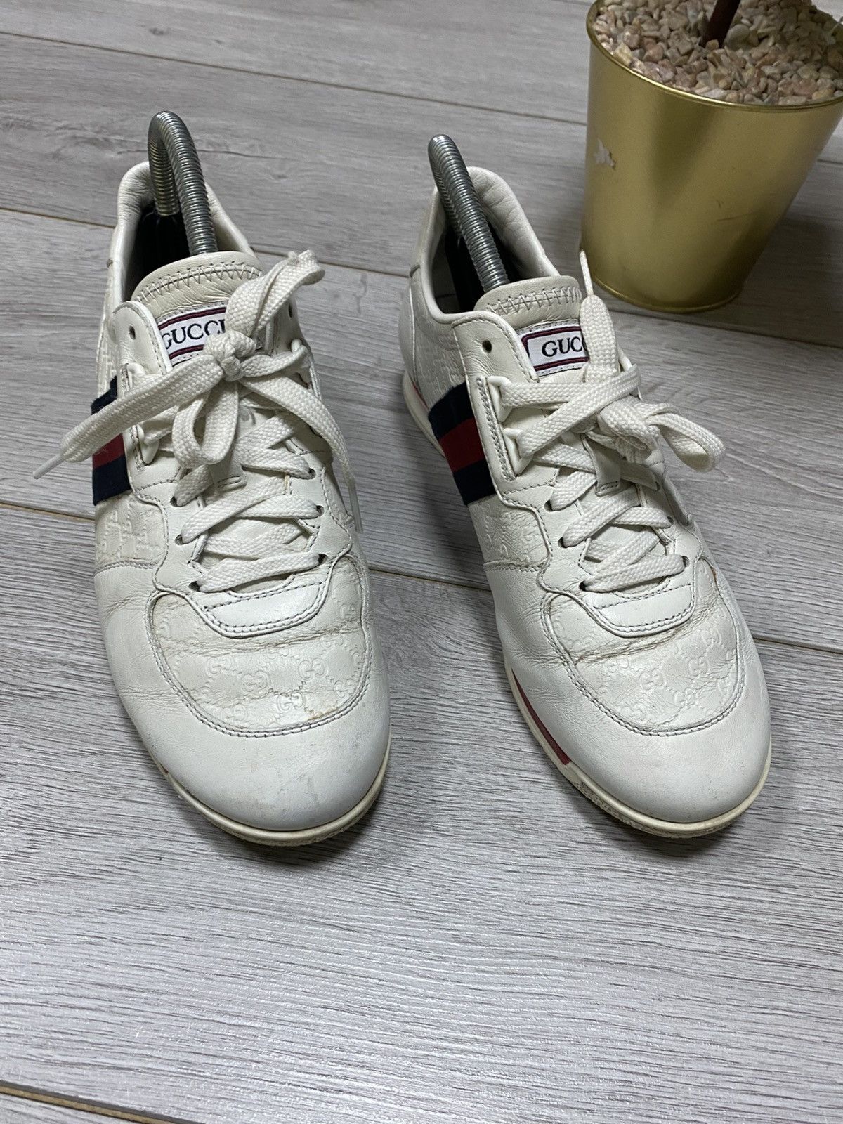 Gucci Gucci monogram GG leather sneakers ace green red Size US 8 / IT 38 - 4 Thumbnail
