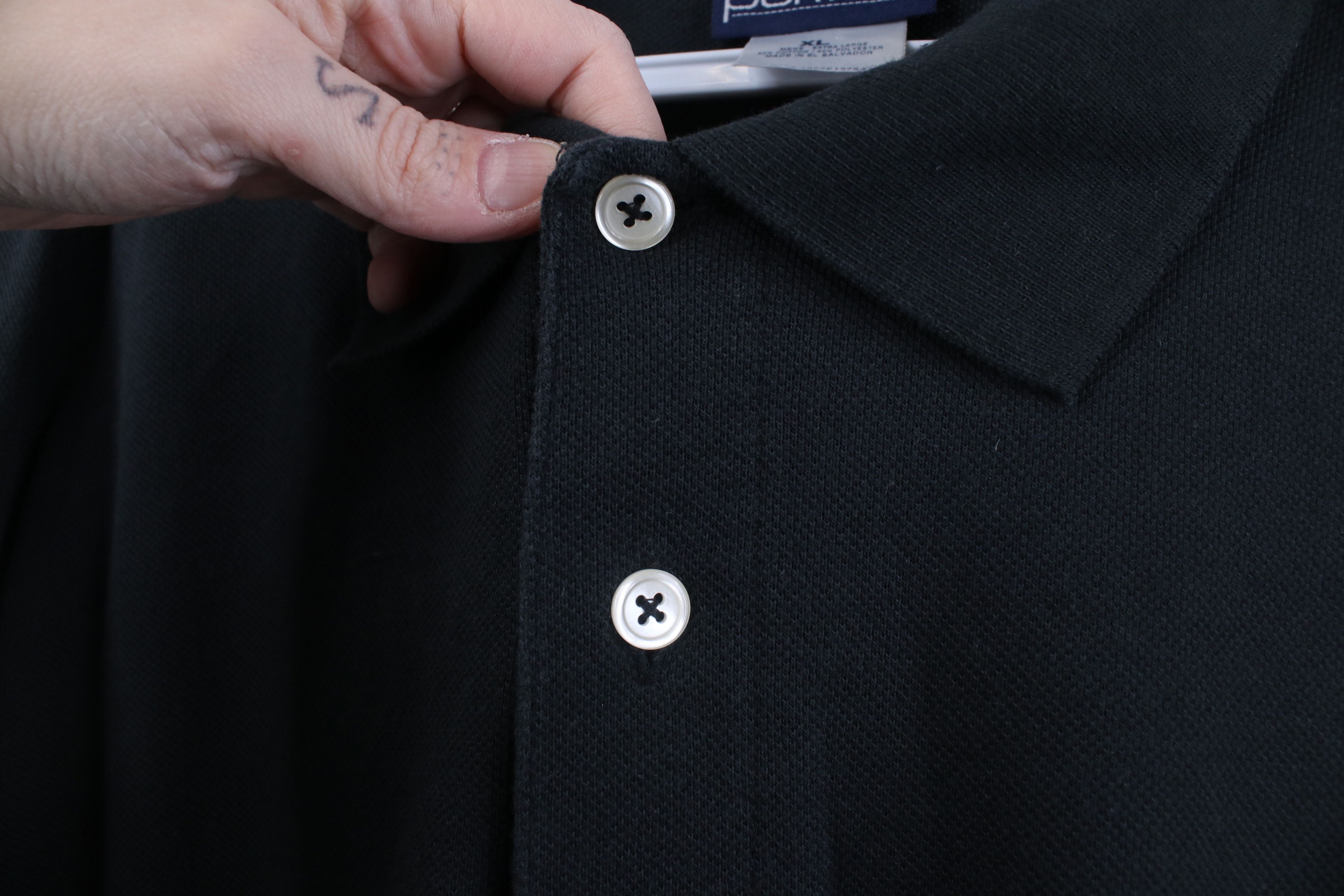 Vintage Vintage 90s Streetwear Pique Knit Golf Polo Shirt Black Size US XL / EU 56 / 4 - 6 Thumbnail
