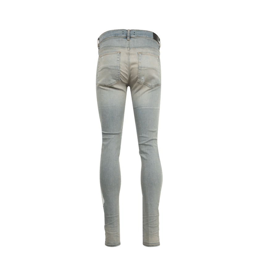 Amiri o1h1sh11225 Leather Bones Applique Slash Jean in Blue Size US 32 / EU 48 - 2 Thumbnail