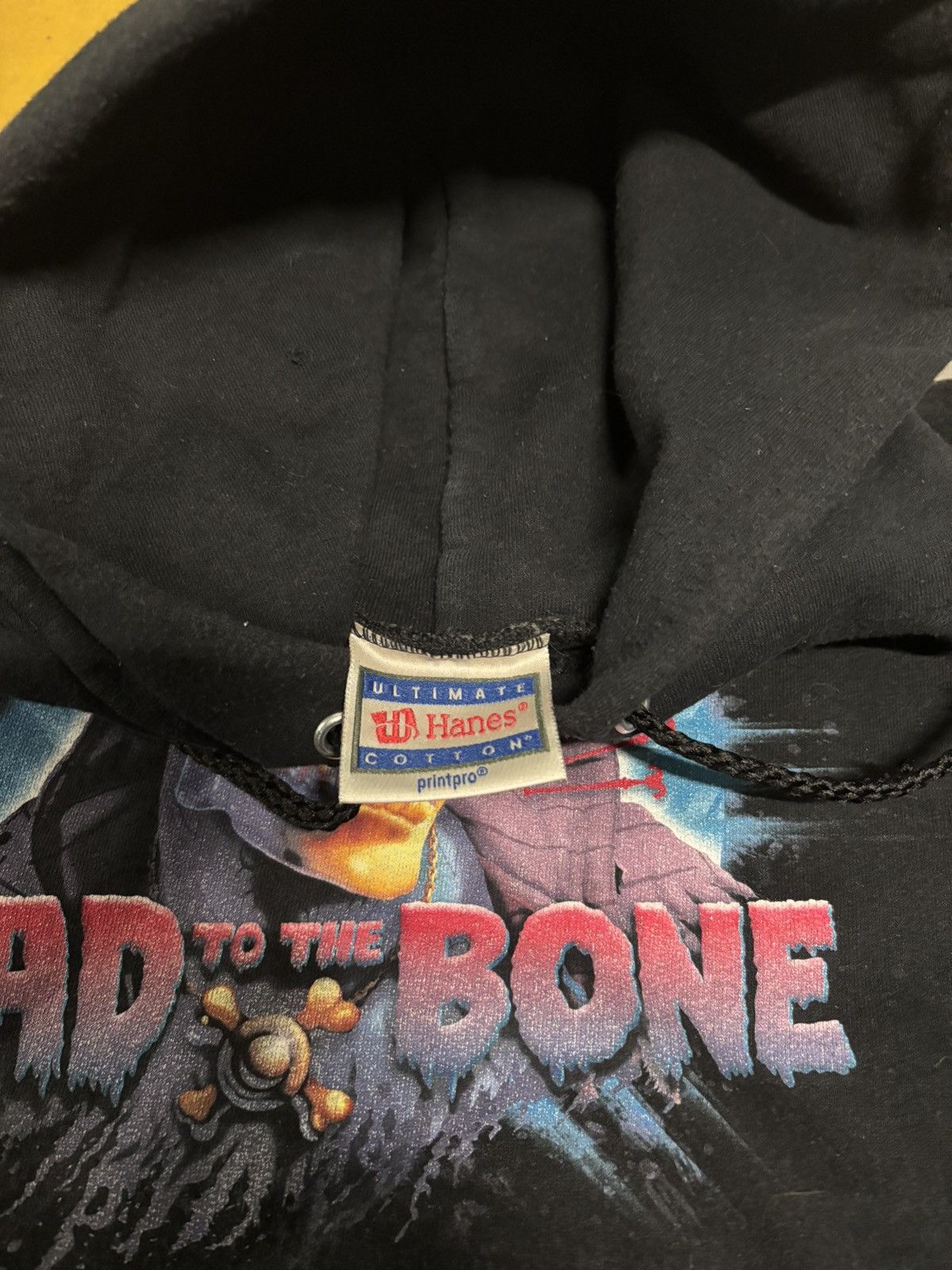 Hanes × Vintage Vintage Bad To The Bone Hoodie 90s Hanes Rare Size US XL / EU 56 / 4 - 4 Thumbnail