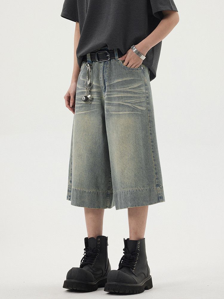 Vintage American retro washed loose straight-leg denim shorts Size US 32 / EU 48 - 4 Thumbnail