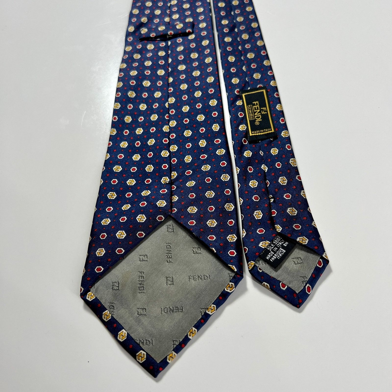 Fendi Fendi Men Made In Italy Tie Blue Red White 100% Silk Necktie Size ONE SIZE - 2 Thumbnail