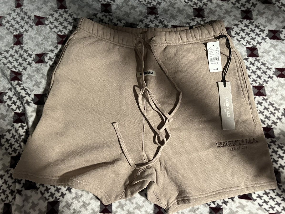 Pacsun Fear of God FOG Essentials Sweat Shorts Tan M | Grailed