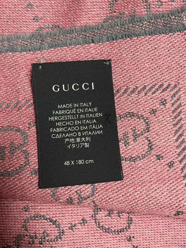 Gucci Gucci Authentic scarf double-sided pink gray wool scarf 250 Size ONE SIZE - 5 Thumbnail