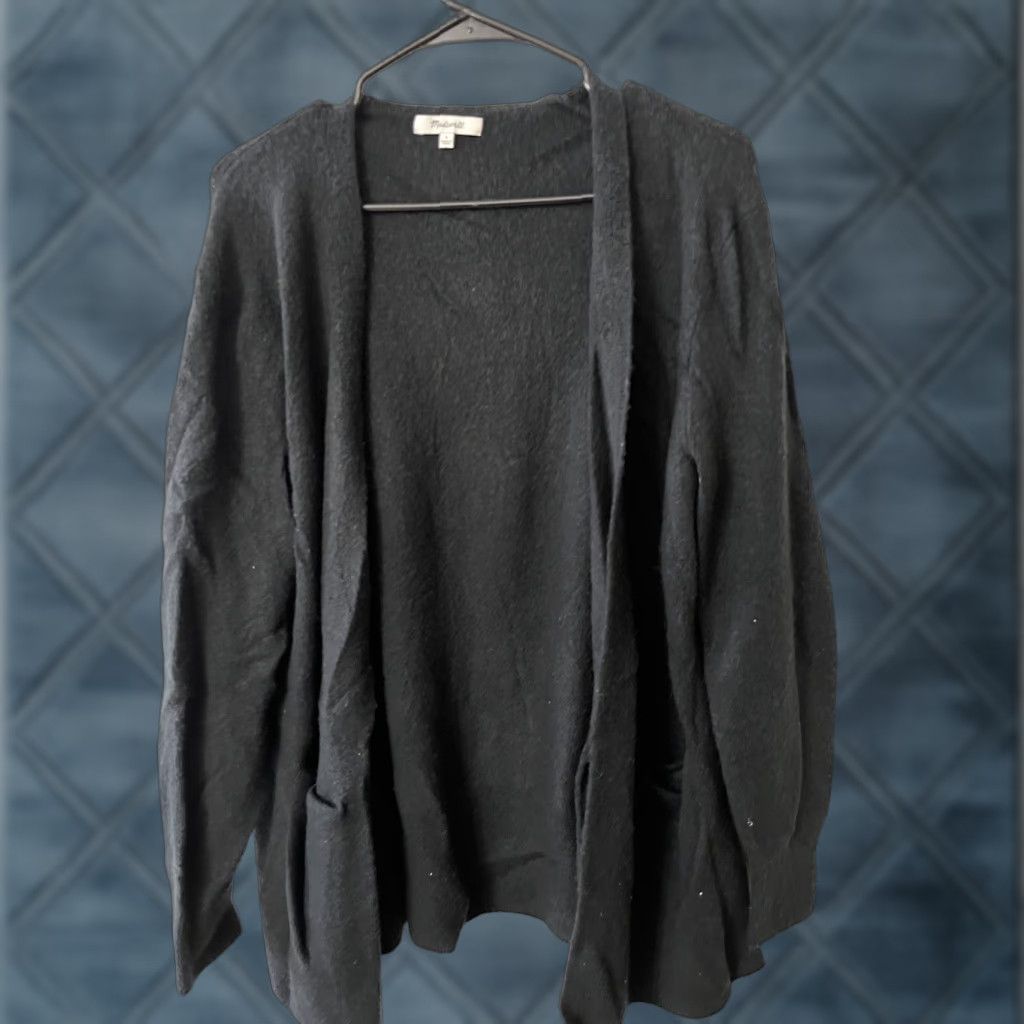Madewell Madewell Cardigan Women Solid Black Large Cozy Walker Evening Size L / US 10 / IT 46 - 1 Thumbnail