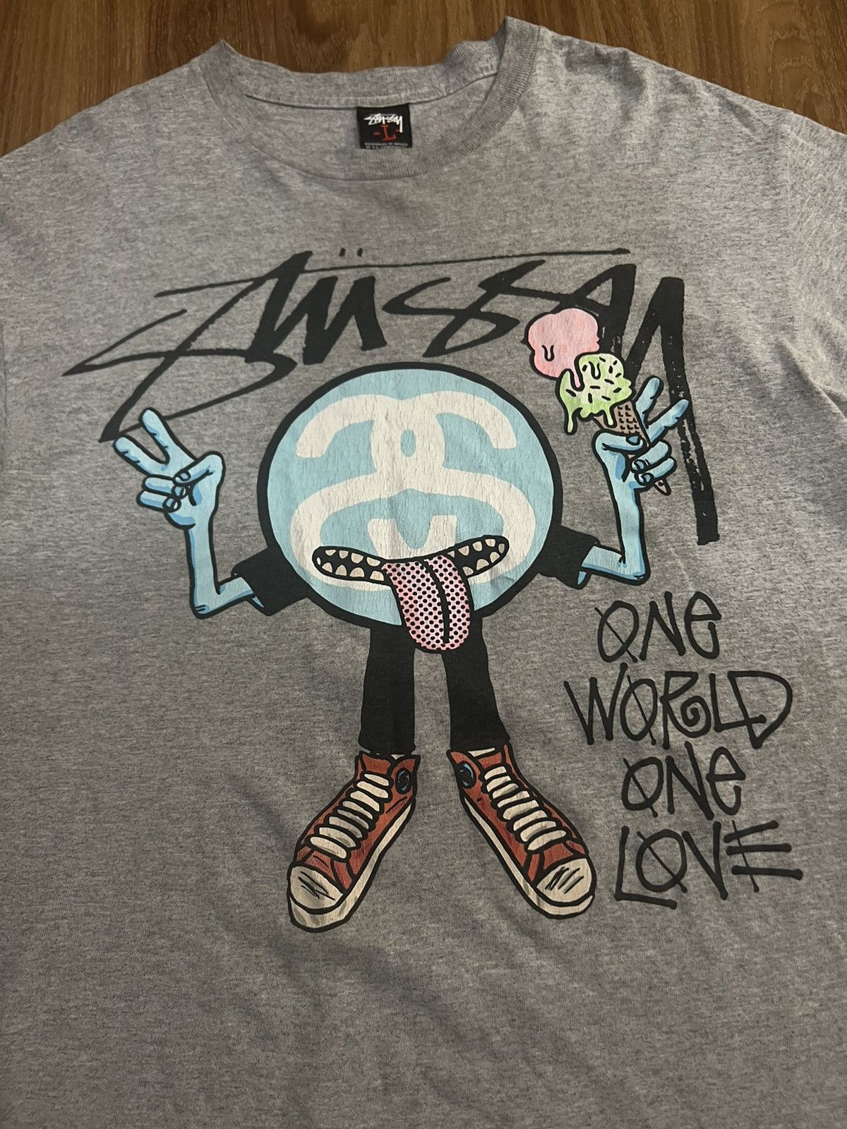 Stussy × Vintage 90’s STUSSY RARE ONE WORLD ONE LOVE BIG LOGO Y2K TEE Size US L / EU 52-54 / 3 - 2 Thumbnail