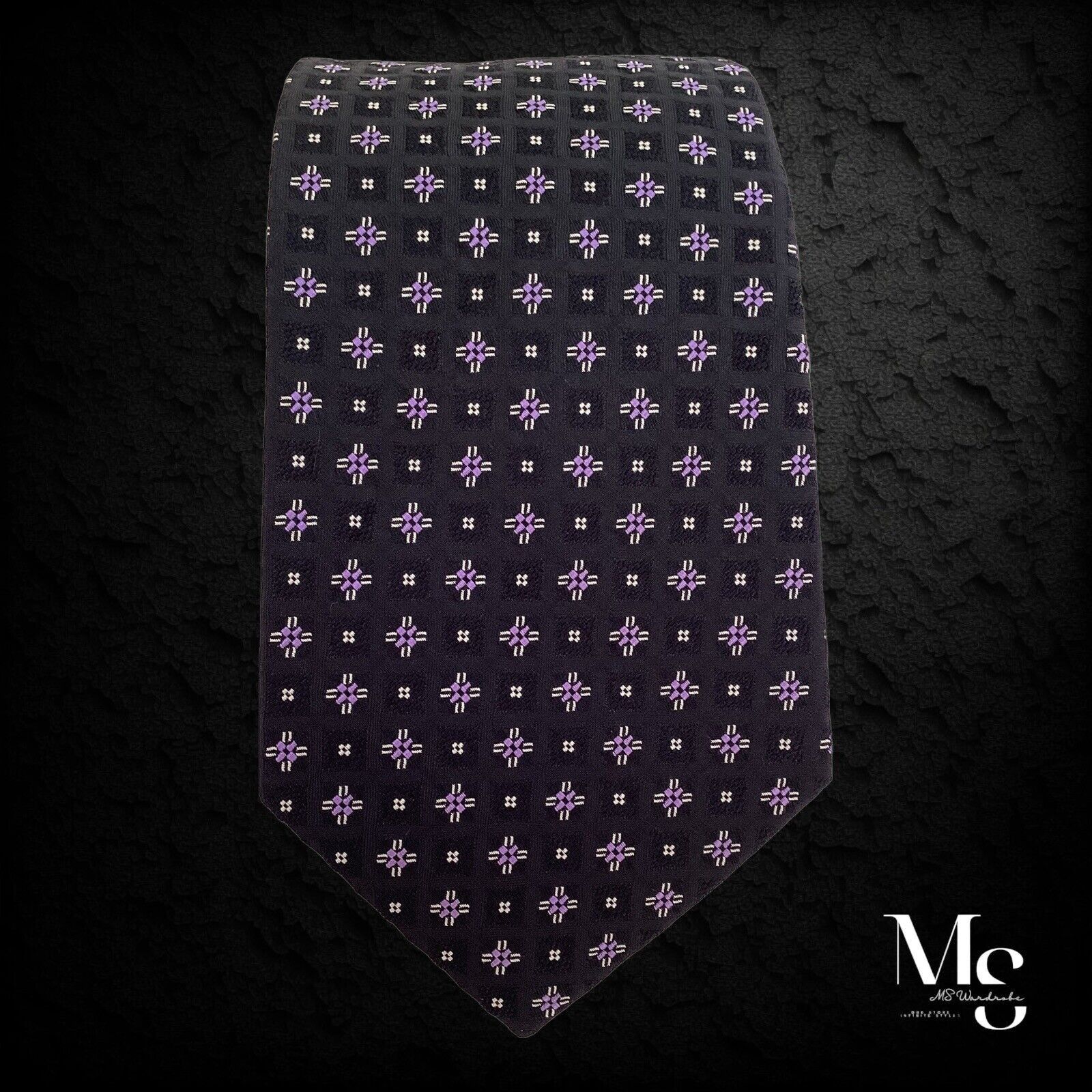 Polo Ralph Lauren POLO BY RALPH LAUREN Black Geometric Tie Hand Made In Italy Size ONE SIZE - 4 Thumbnail
