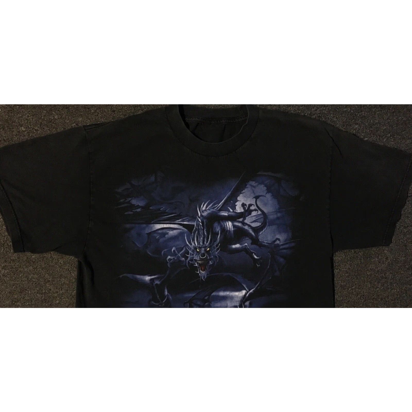 Vintage Vtg Liquid Blue Dragon Faded Shirt L Grunge Skate Emo Goth Flames Fire Jnco Y2K Size US L / EU 52-54 / 3 - 5 Thumbnail