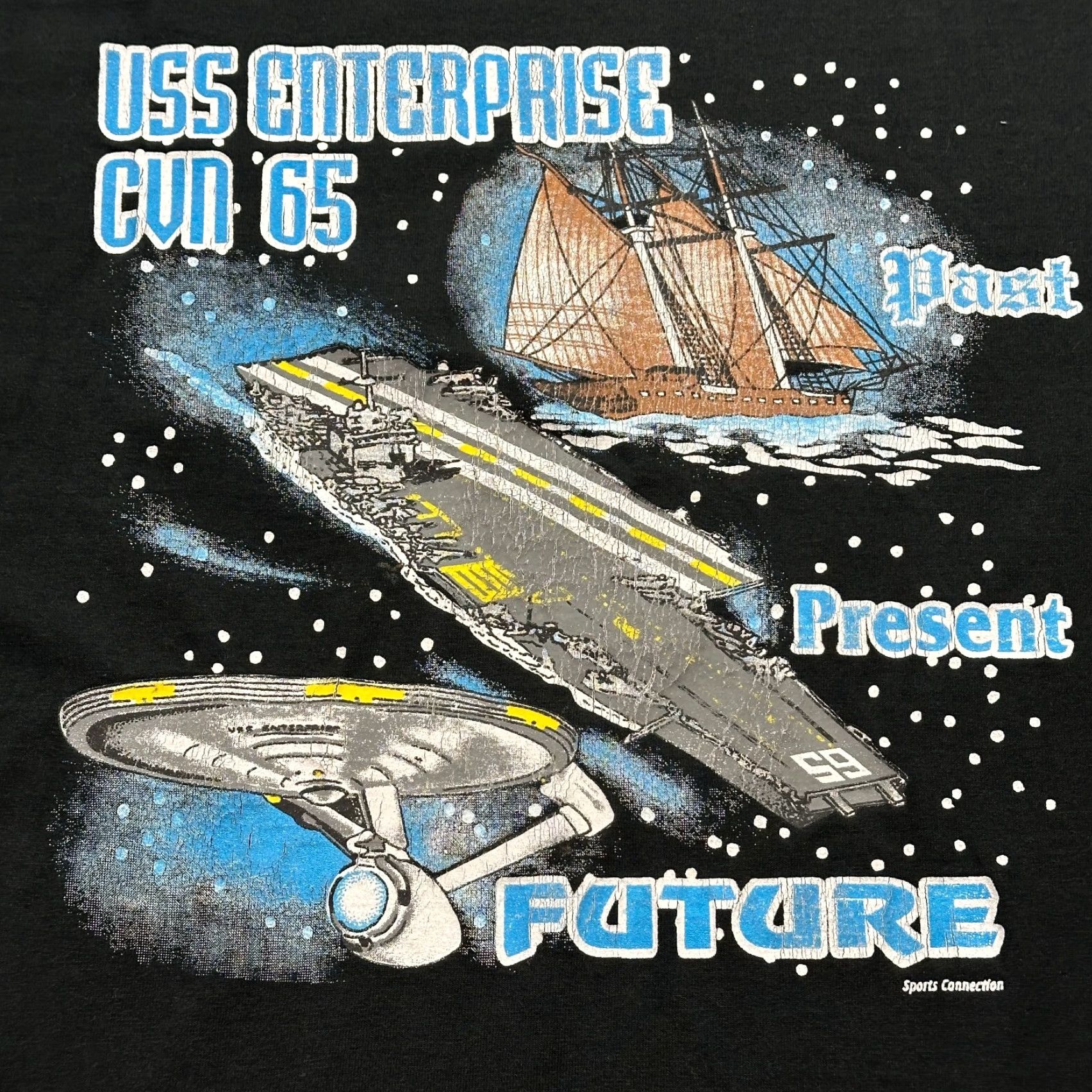 Fruit Of The Loom VINTAGE Star Trek Shirt Mens XL Black USS Enterprise Past Present Future Graphic Shirt Size US XL / EU 56 / 4 - 2 Thumbnail