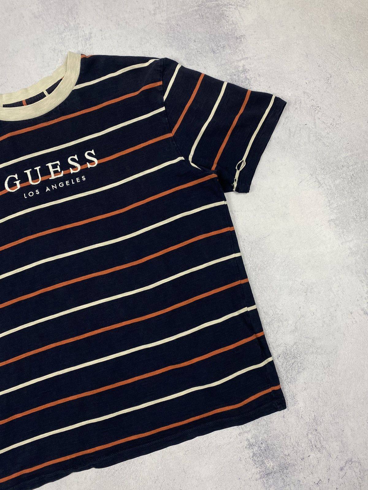 Guess × Vintage Vintage Guess Los Angeles Striped USA Asap Rocky Tee y2k Size US S / EU 44-46 / 1 - 3 Thumbnail