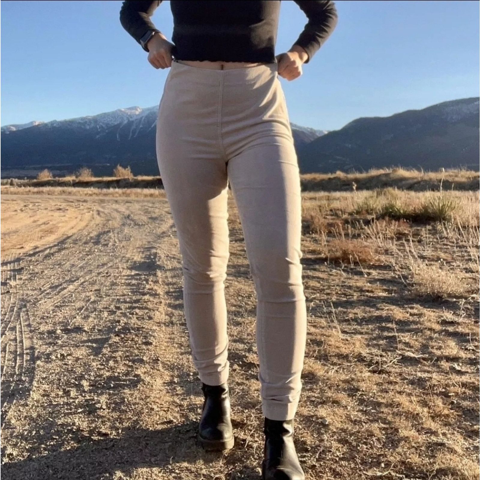 Tory Burch Taupe Tan Corduroy Billet Stretch Jeans Size 27