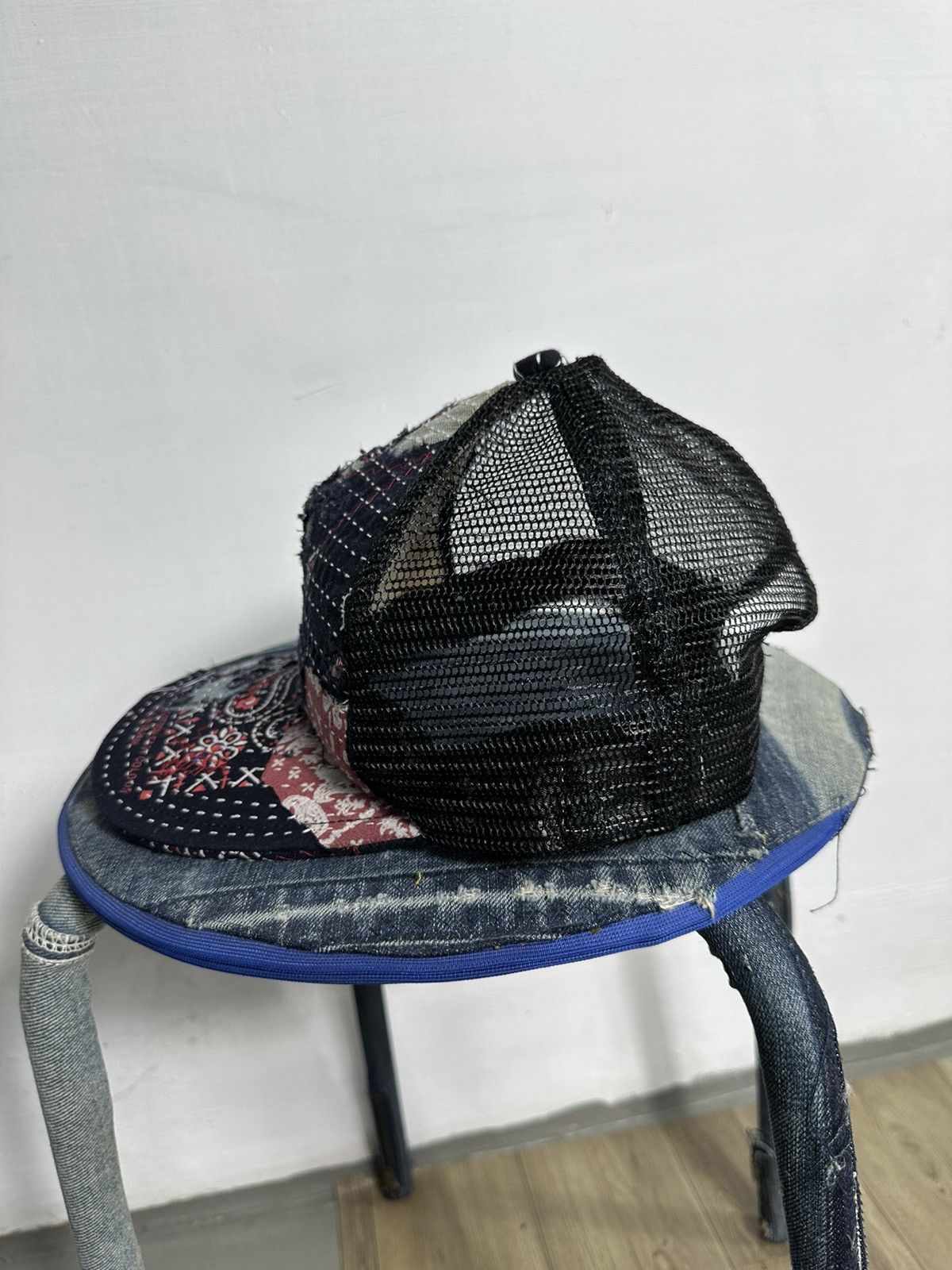 Handmade Custom Made Distressed Paisley Patchwork Boro Trucker hats Size ONE SIZE - 5 Thumbnail
