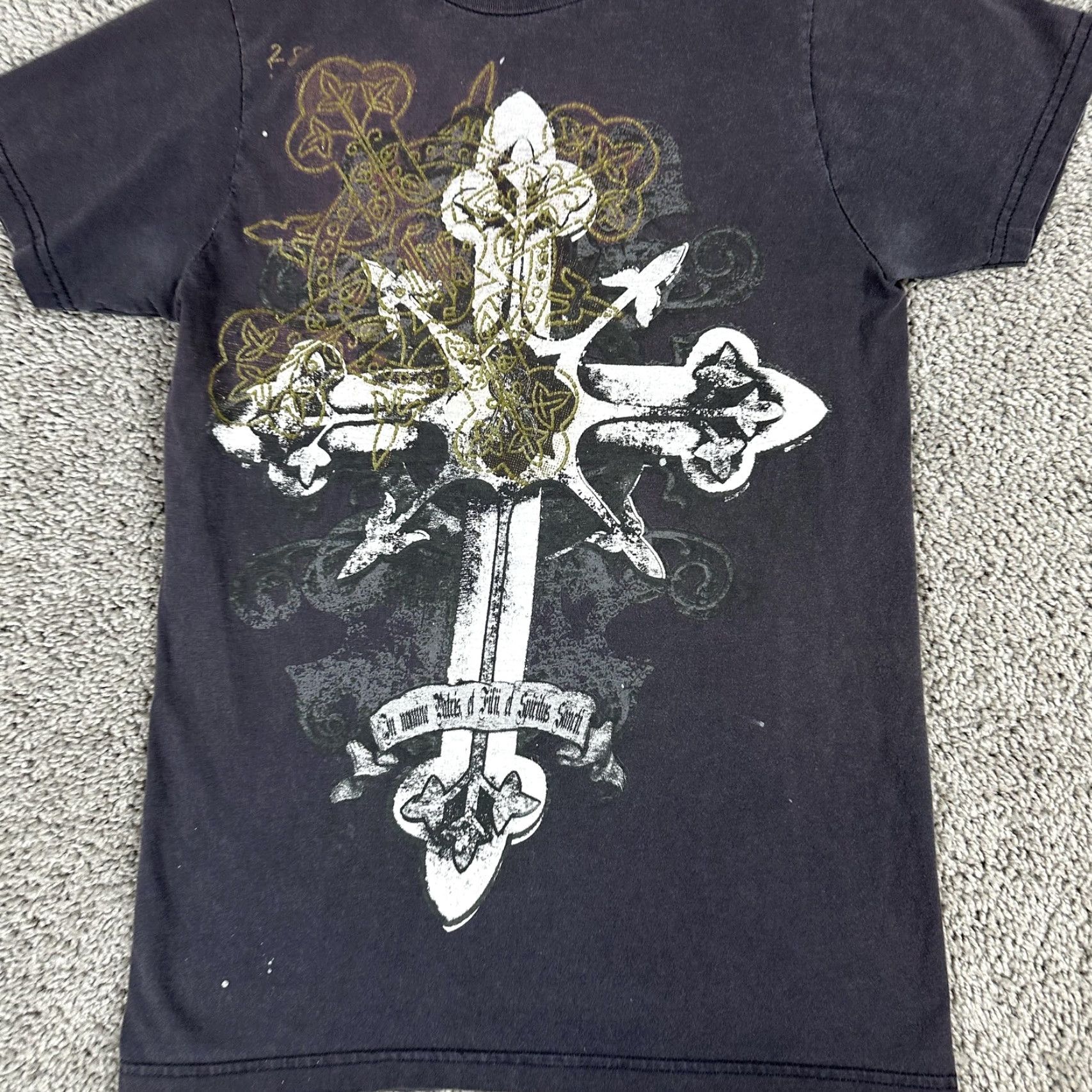Vintage Sanctify Shirt Mens Small Black Graphic Cross Sword Christian Gothic Tee Size US S / EU 44-46 / 1 - 3 Thumbnail