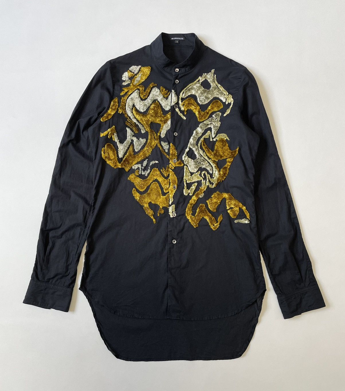 Ann Demeulemeester ‘Abstract Flocked Print’ Black Shirt Size US S / EU 44-46 / 1 - 1 Thumbnail